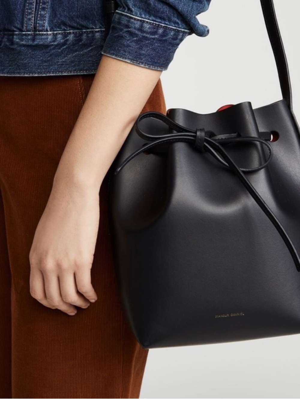 Mansur Gavriel Black Mini Leather Drawstring Bucket Crossbody - Picture 13 of 13